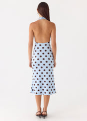 Awuku Midi Dress - Blue Mocha Dot