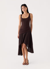 Concetta Contrast Midi Dress - Chocolate