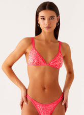 Croatia Bikini Top - Pink Sequin