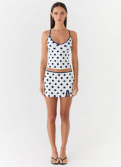 Elliot Top - Porcelain Blue Polka Dot