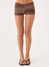 Helia Knit Mini Shorts - Chocolate Ombre