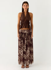 Hot Like Me Maxi Skirt - Espresso Meadow