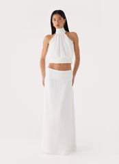 Jenna Crinkle Maxi Skirt - White