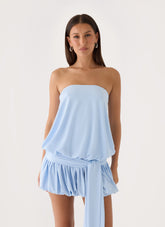 Mazie Strapless Mini Dress - Powder Blue