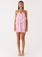 On The Go Beaded Mini Dress - Pink