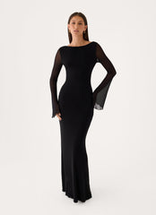 The After Party Backless Maxi Dress - Black