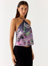 Twisted Love Halter Top - Ombre Floral Affair
