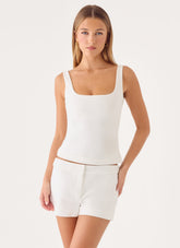Yena Crepe Top - White