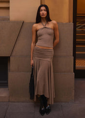 Zayde Midi Skirt - Taupe