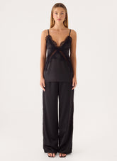 Zoeyy Satin Pant - Black