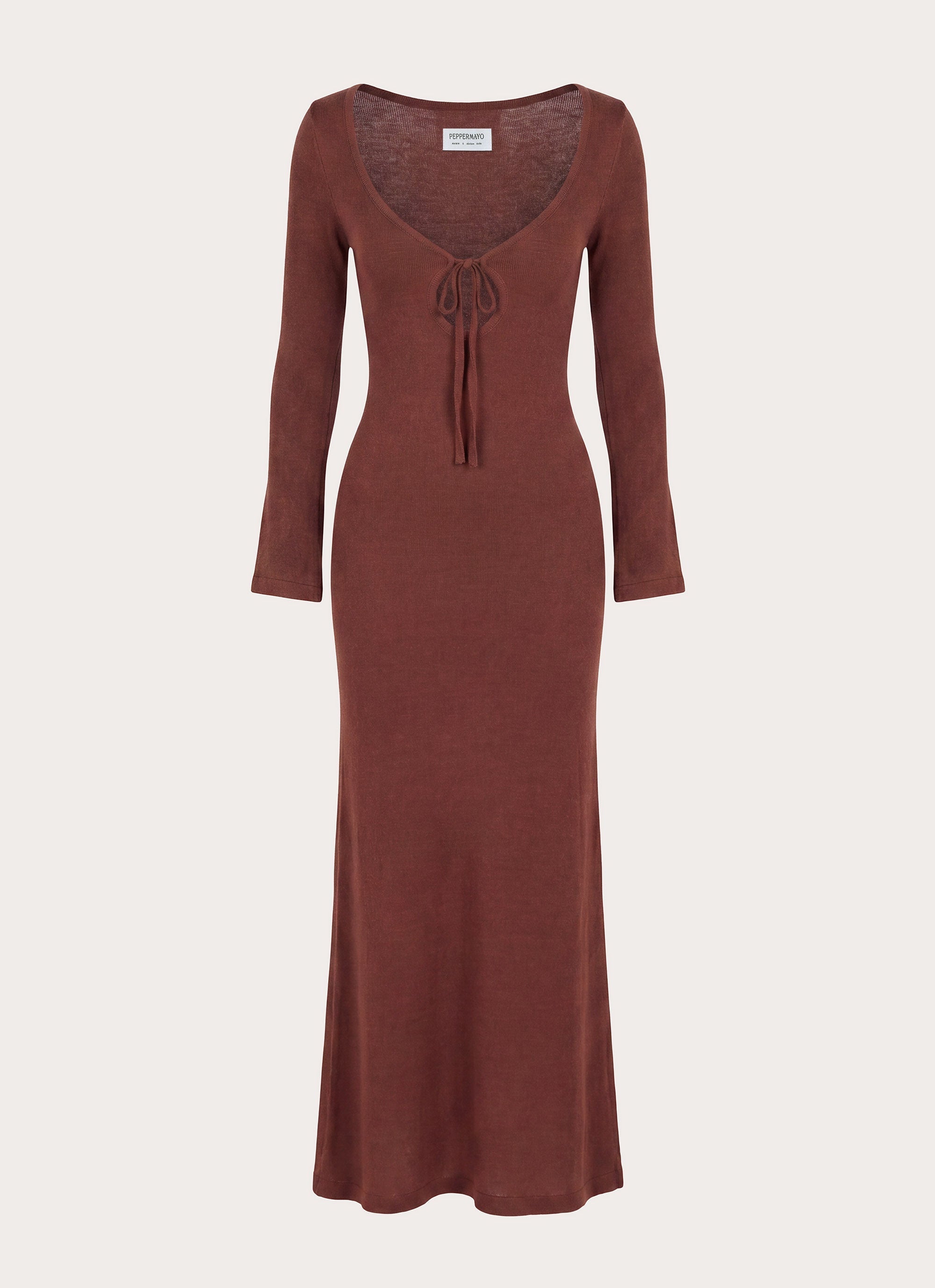 Amarise Knit Tie Front Maxi Dress - Chocolate