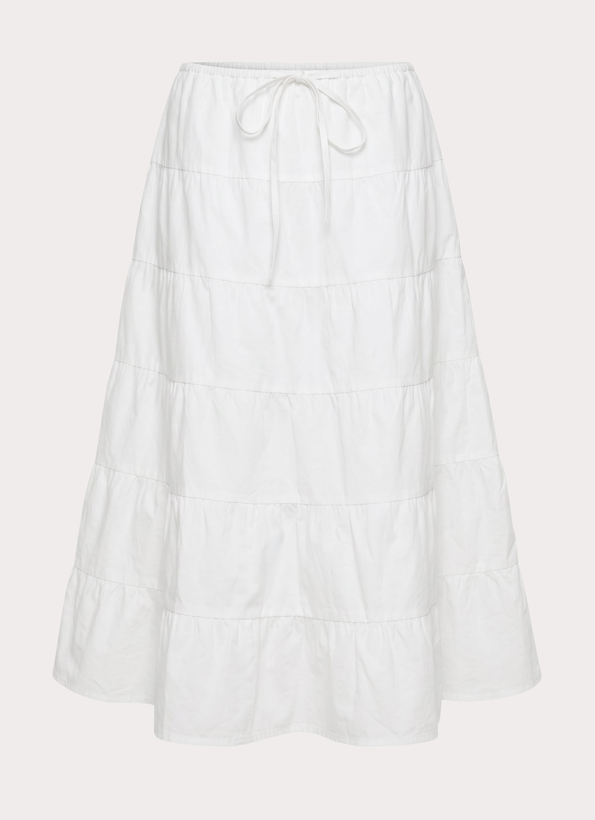 Aphira Tiered Midi Skirt - White