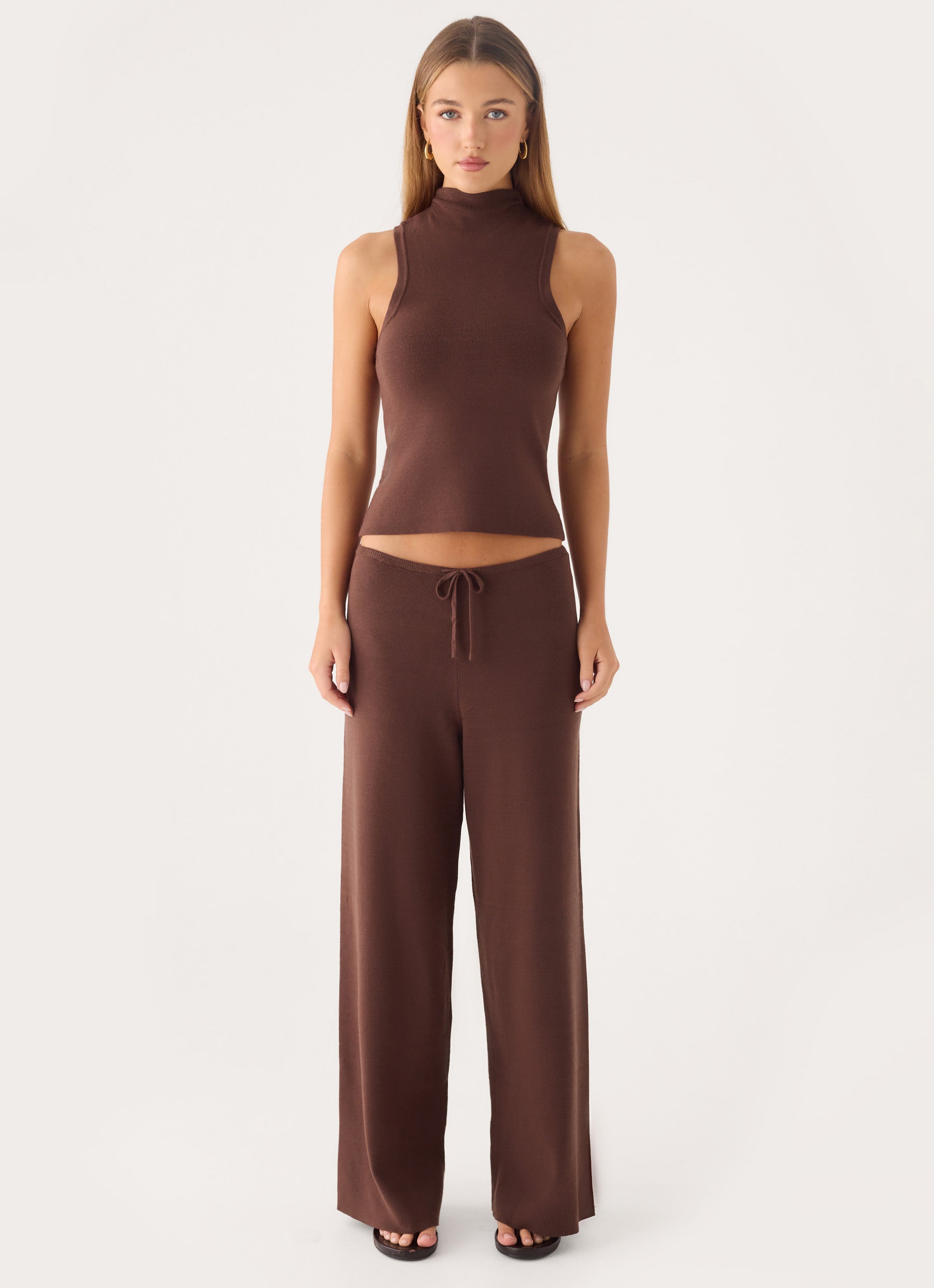 Aviara Knit Low Rise Pant - Chocolate