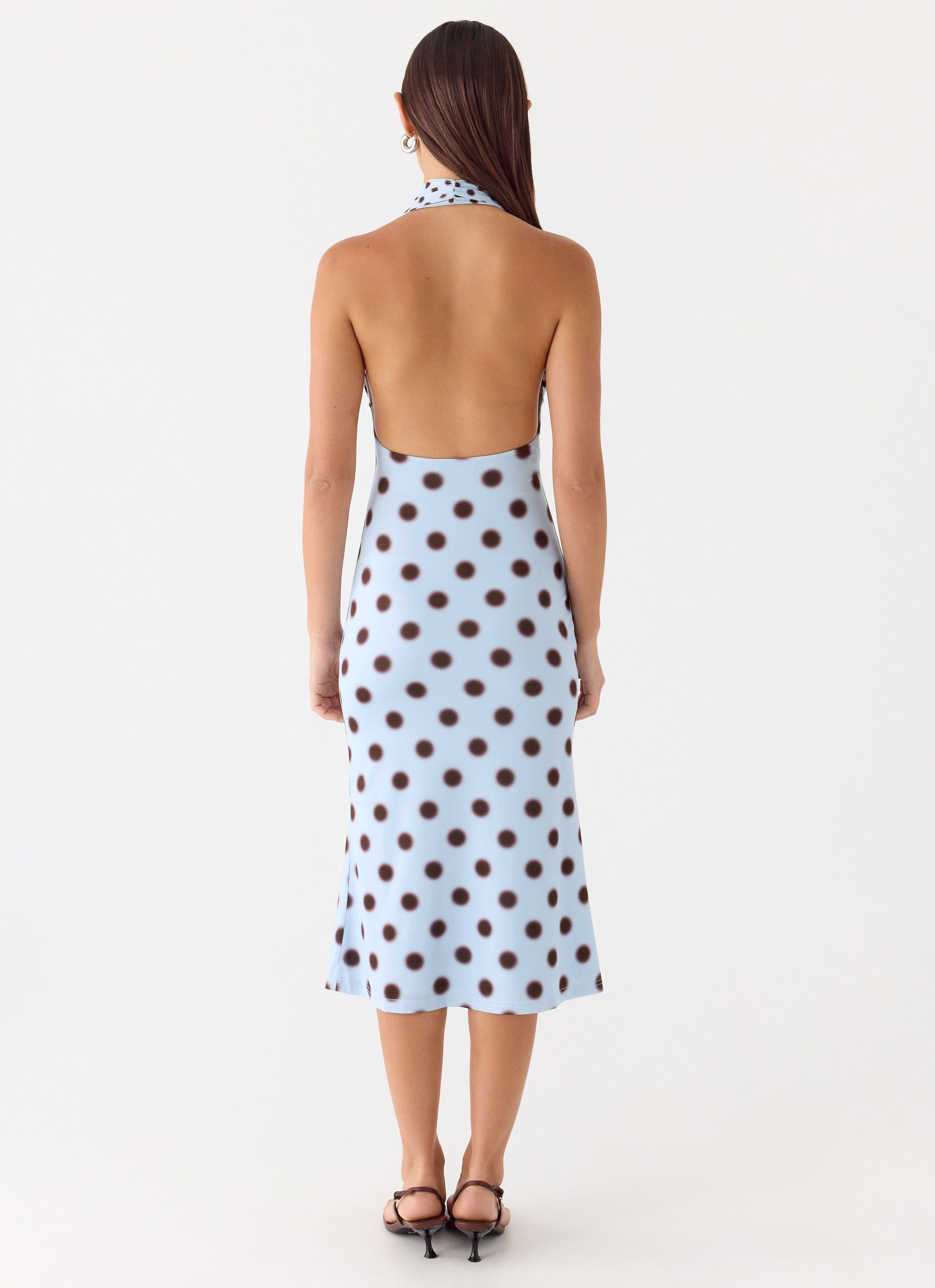 Awuku Midi Dress - Blue Mocha Dot