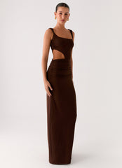 Balvin Cut Out Maxi Dress - Cool Chocolate