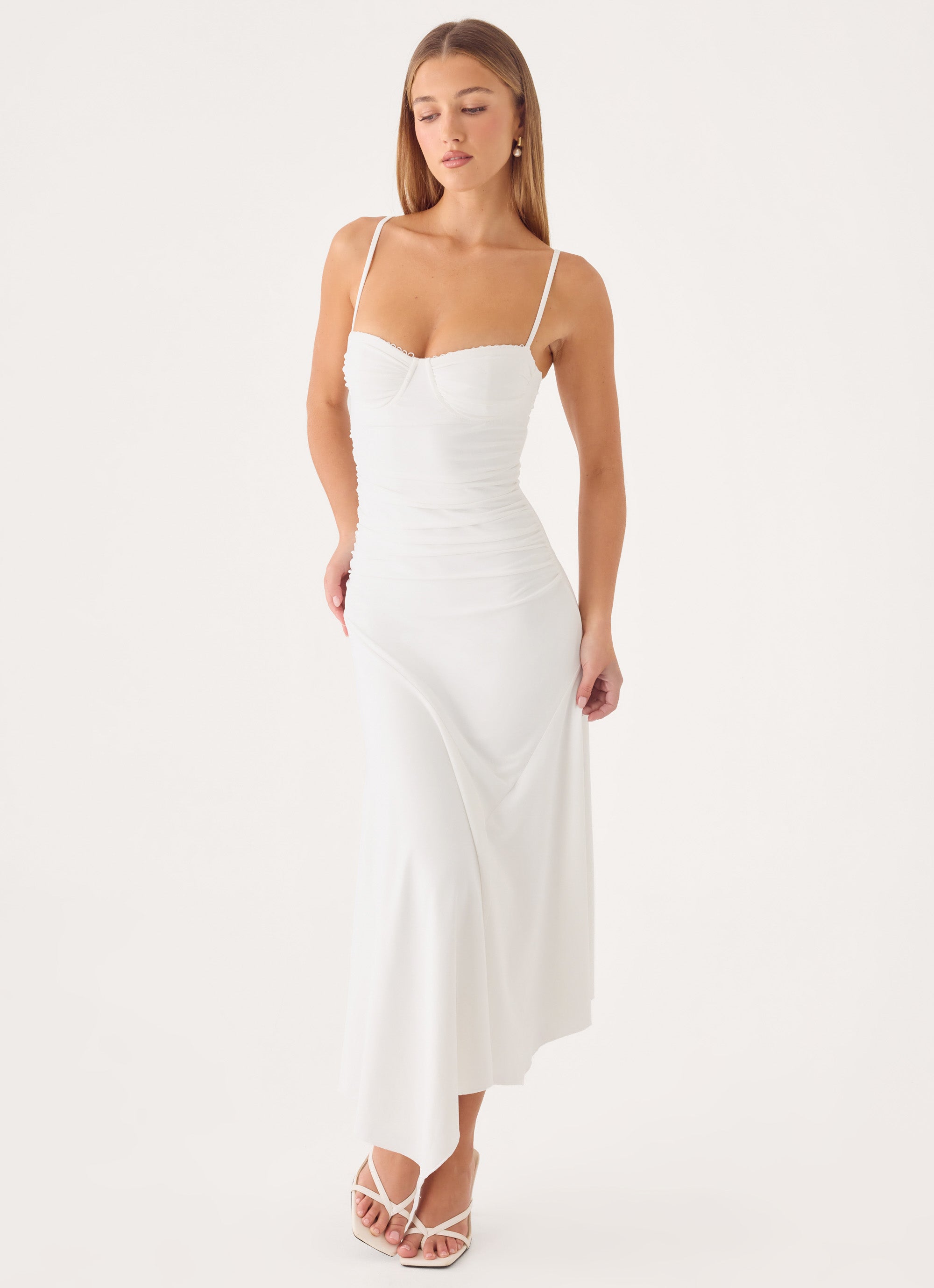 Bottle Pop Midi Dress - White