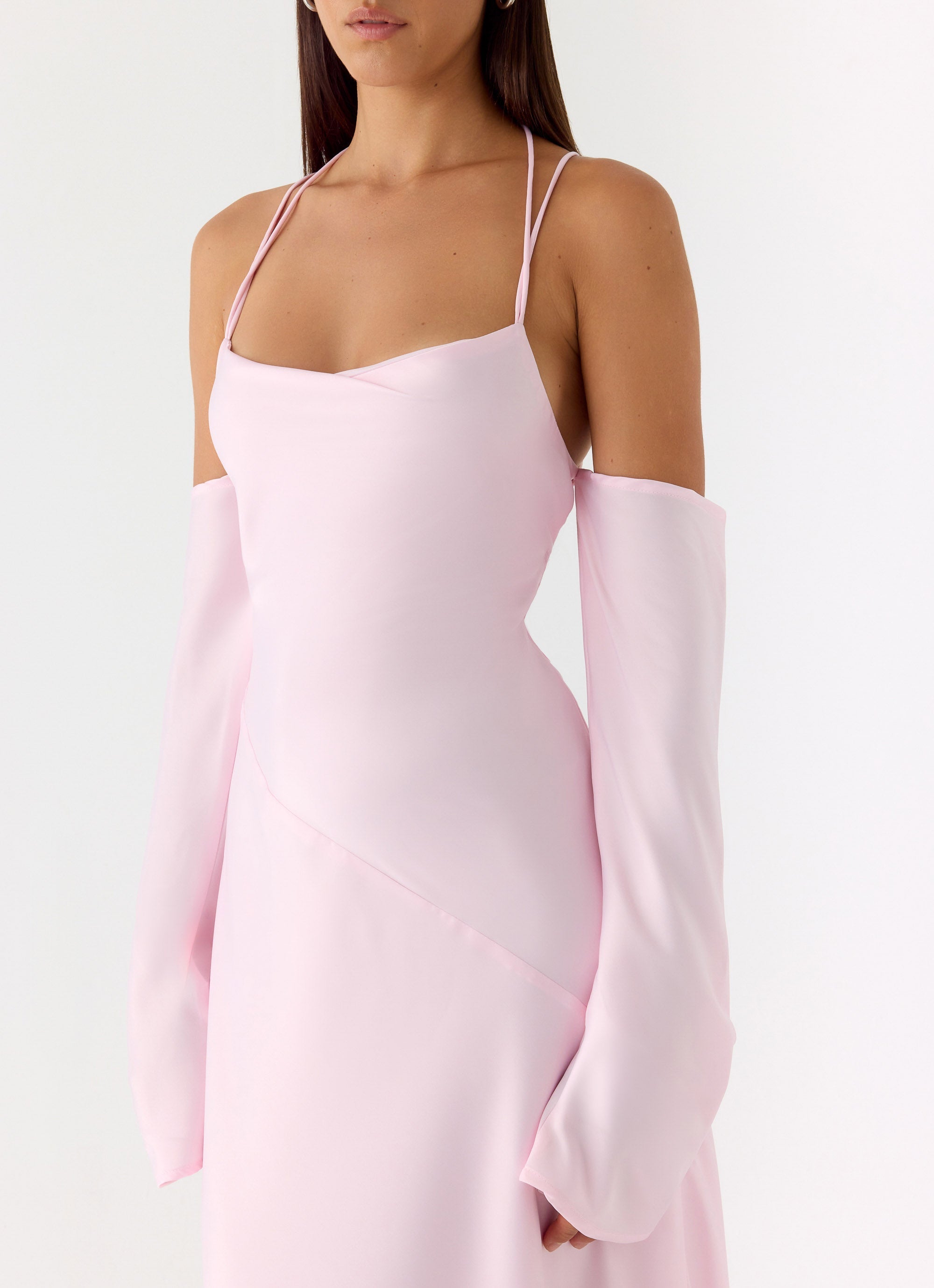 Breathe Me Long Sleeve Maxi Dress - Baby Pink
