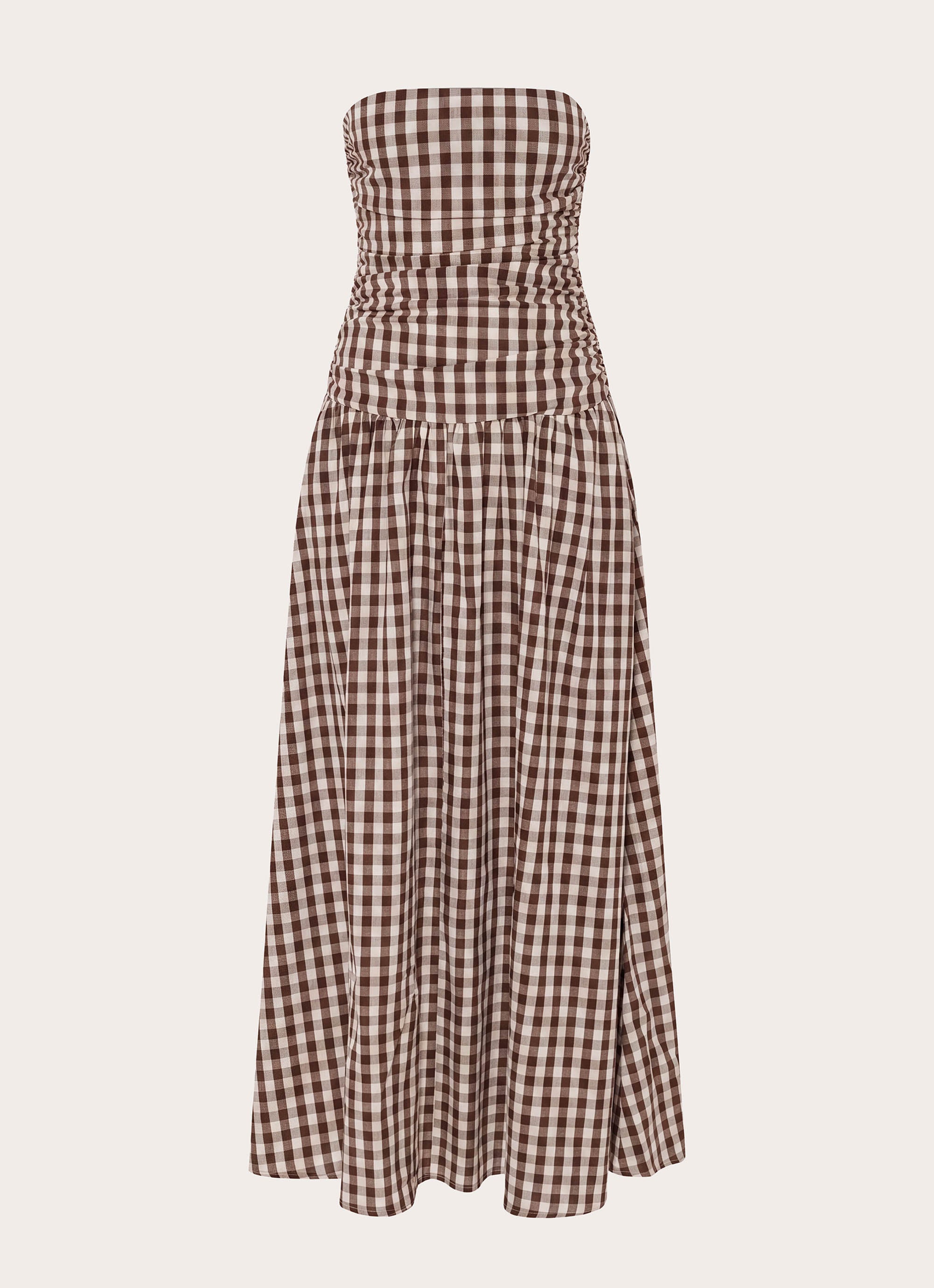 Carmel Maxi Dress - Brown Gingham