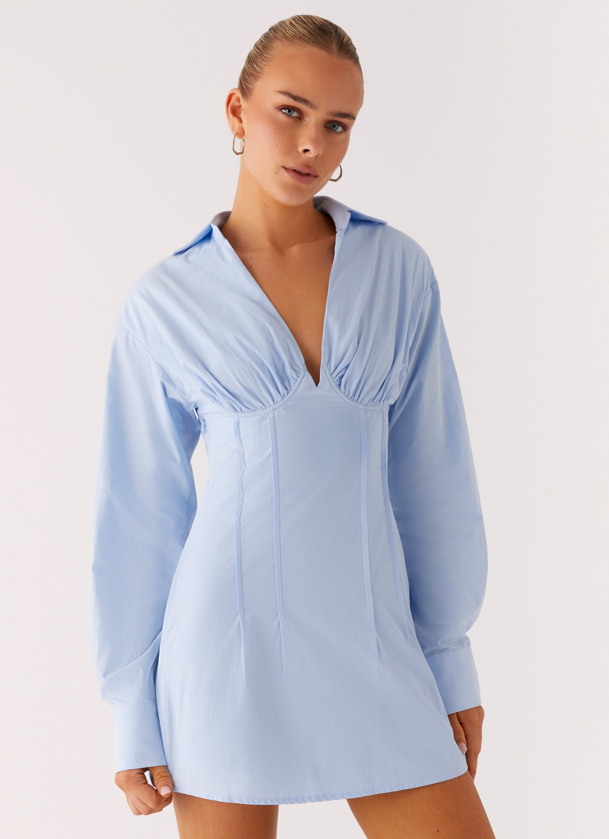 Clancy Mini Shirt Dress - Blue