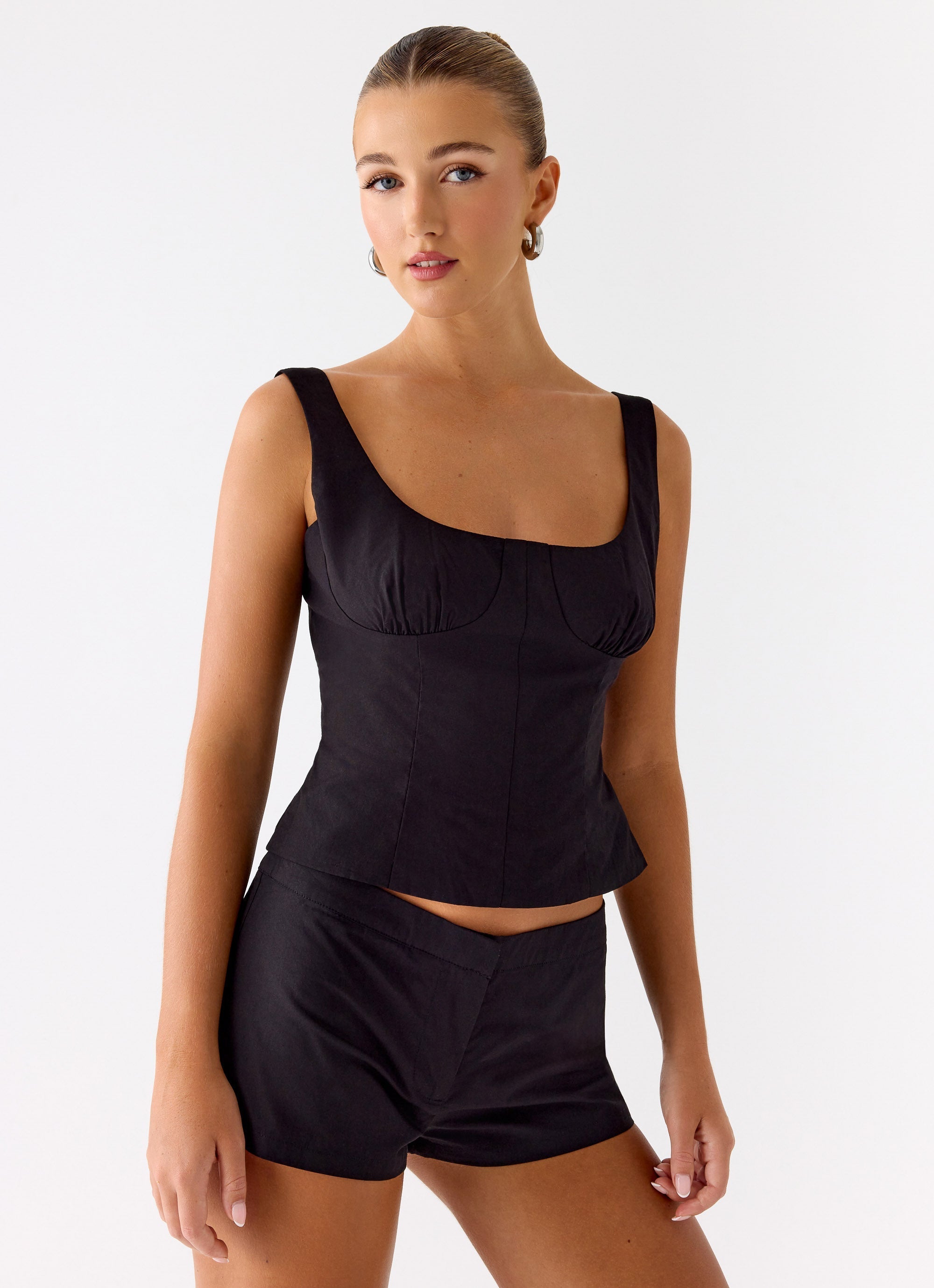Coastline Cotton Micro Mini Shorts - Black