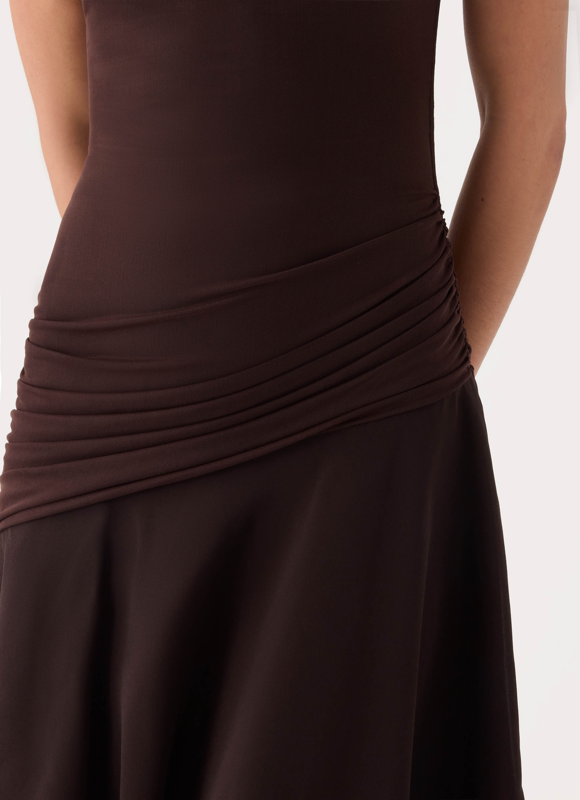 Concetta Contrast Midi Dress - Chocolate
