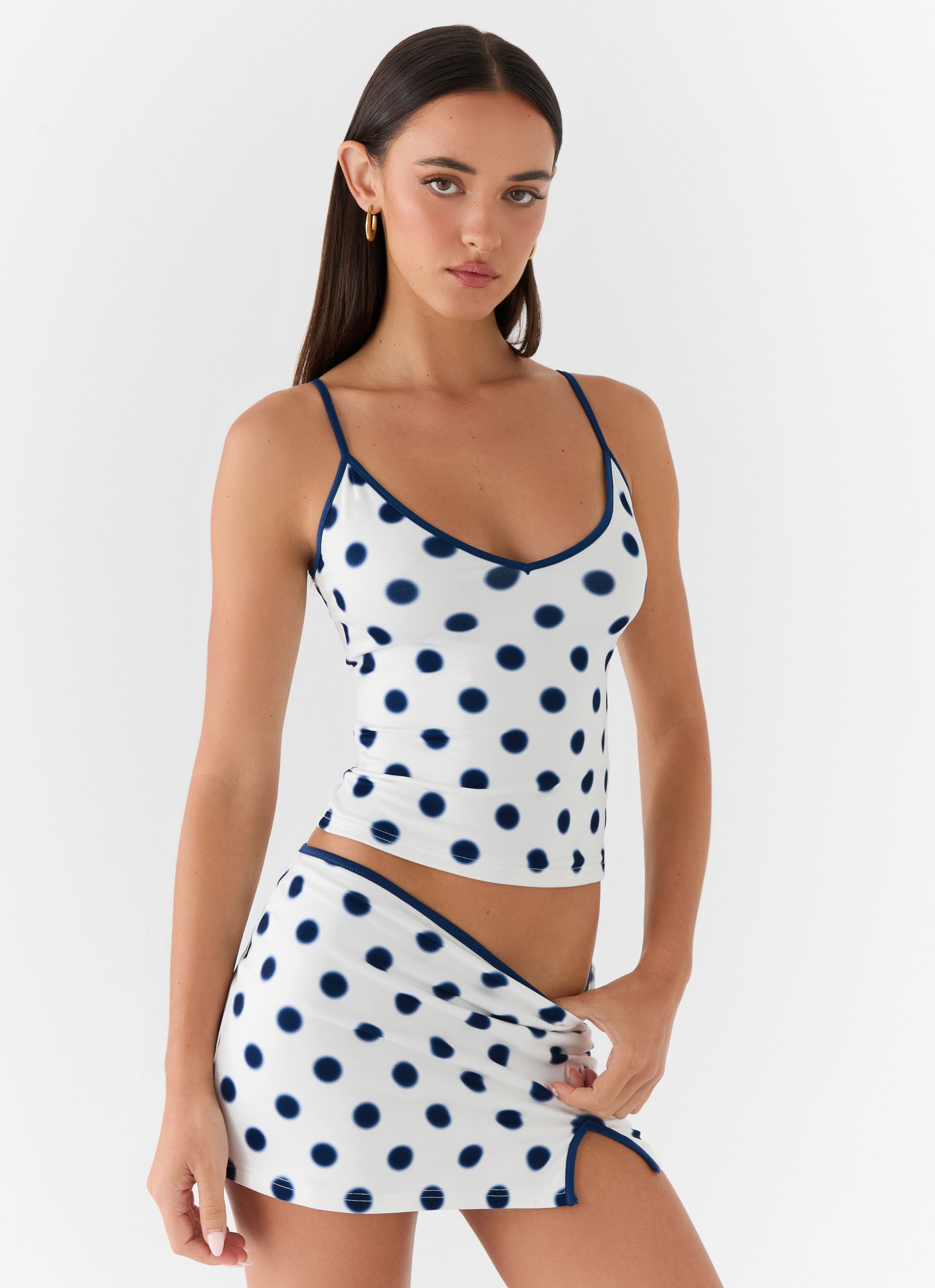 Elliot Top - Porcelain Blue Polka Dot