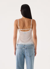 Elsie Mesh Polka Dot Top - White