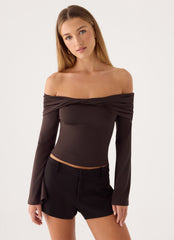 Emmely Off Shoulder Top - Chocolate