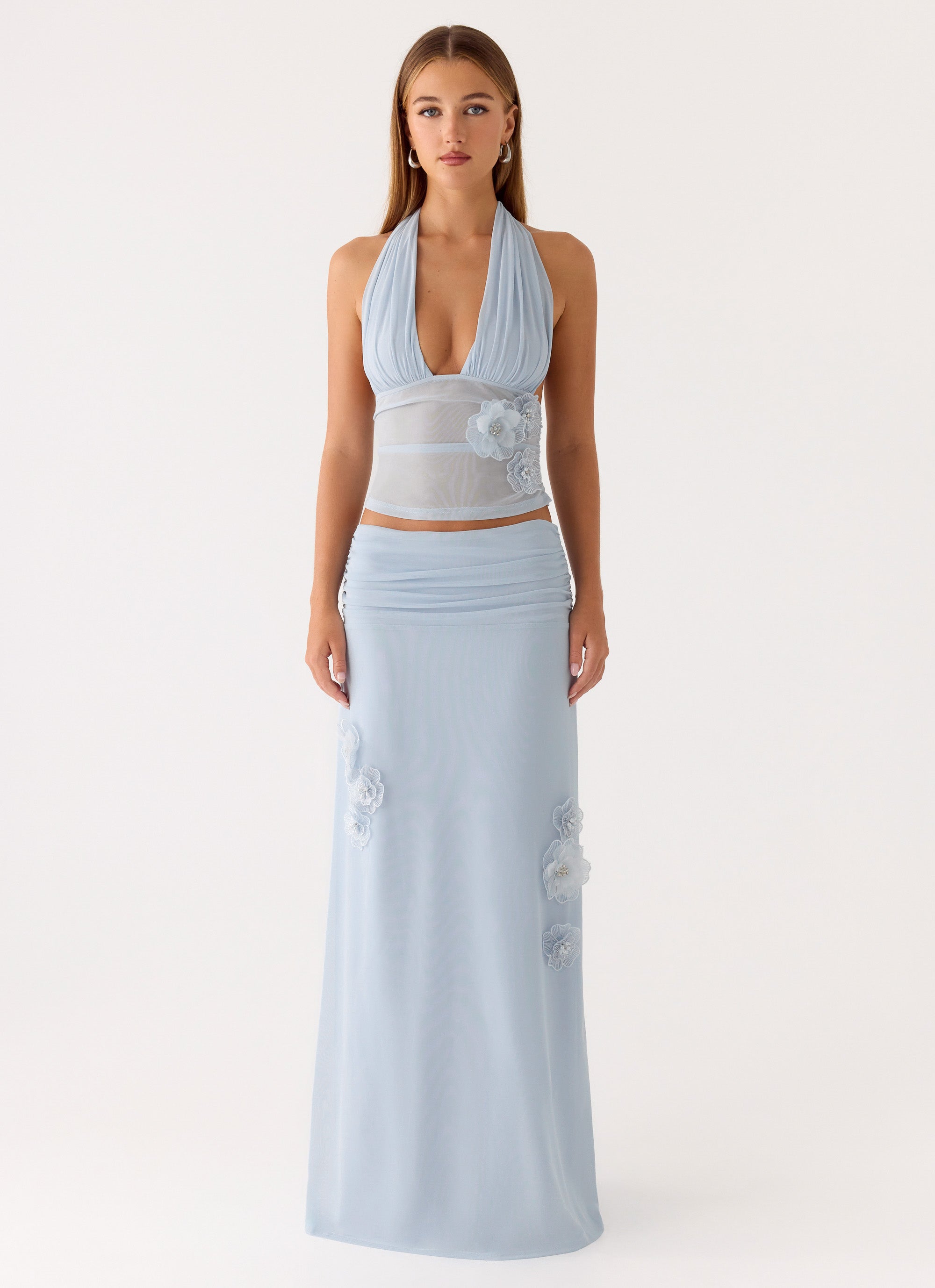 Fleur Power Halter Top - Blue