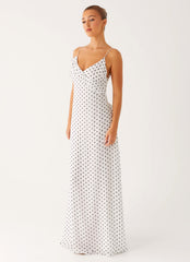 Harri Maxi Dress - White Polka Dot