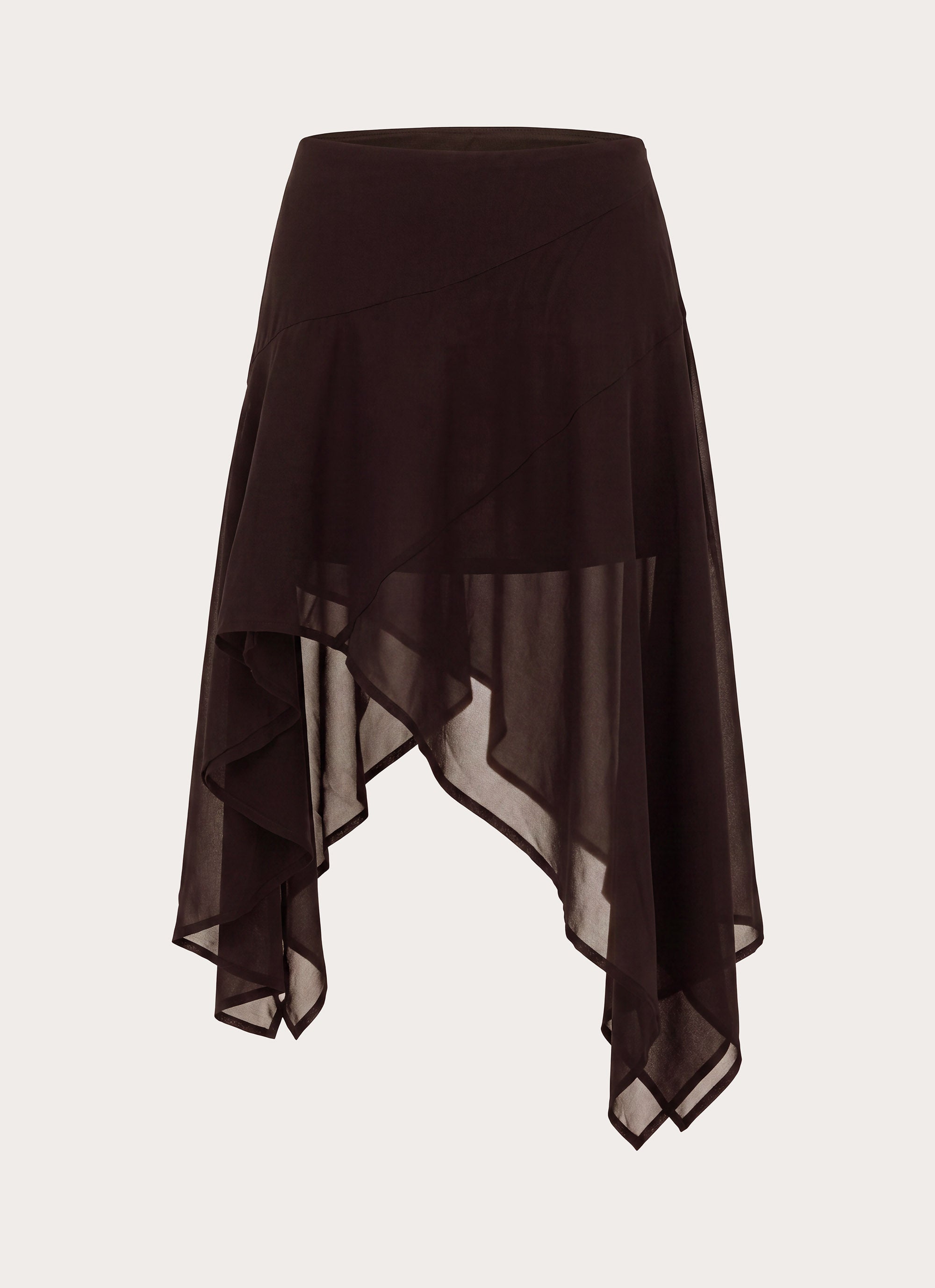 Kia Low Rise Asymmetrical Midi Skirt - Chocolate