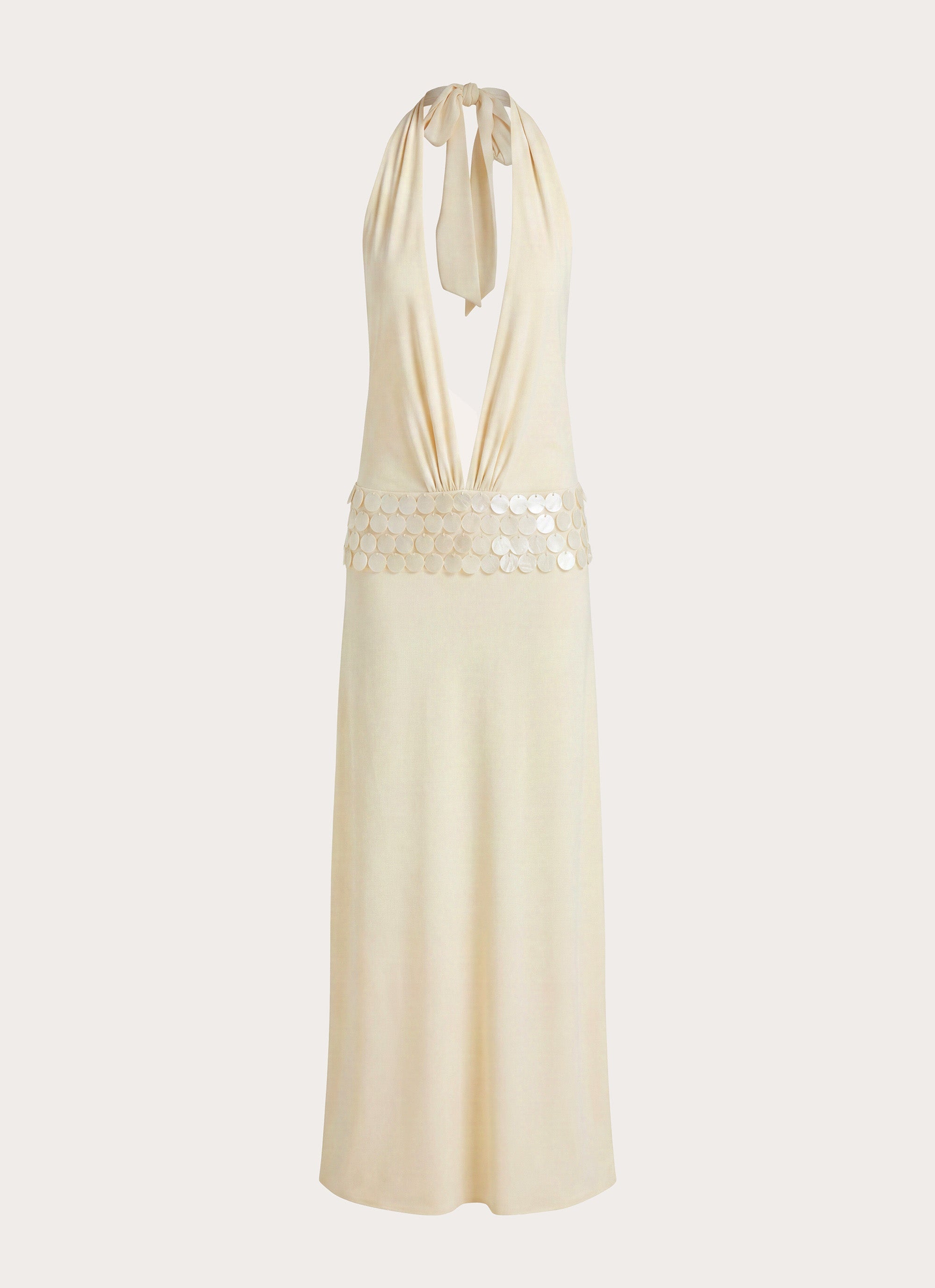 Kolisa Beaded Halter Maxi Dress - Cream