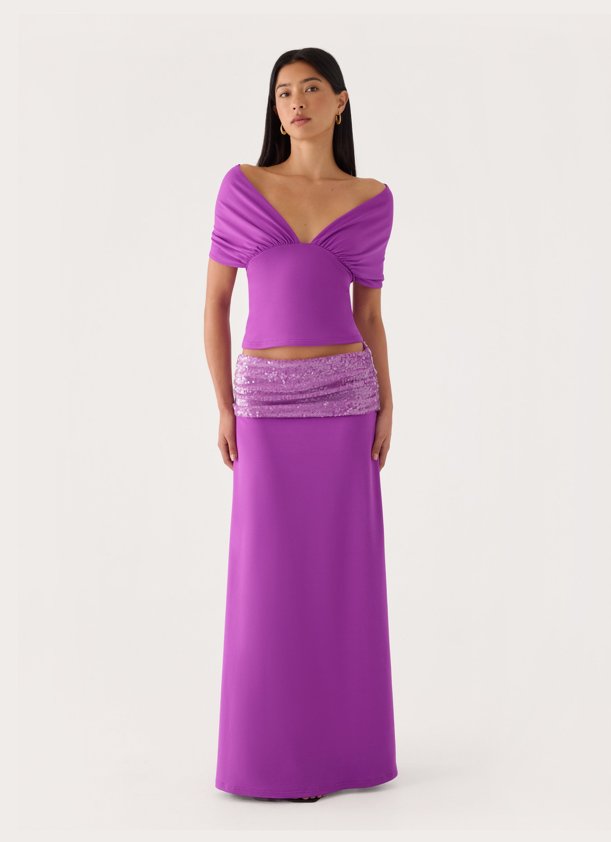 Marista Sequin Maxi Skirt - Purple