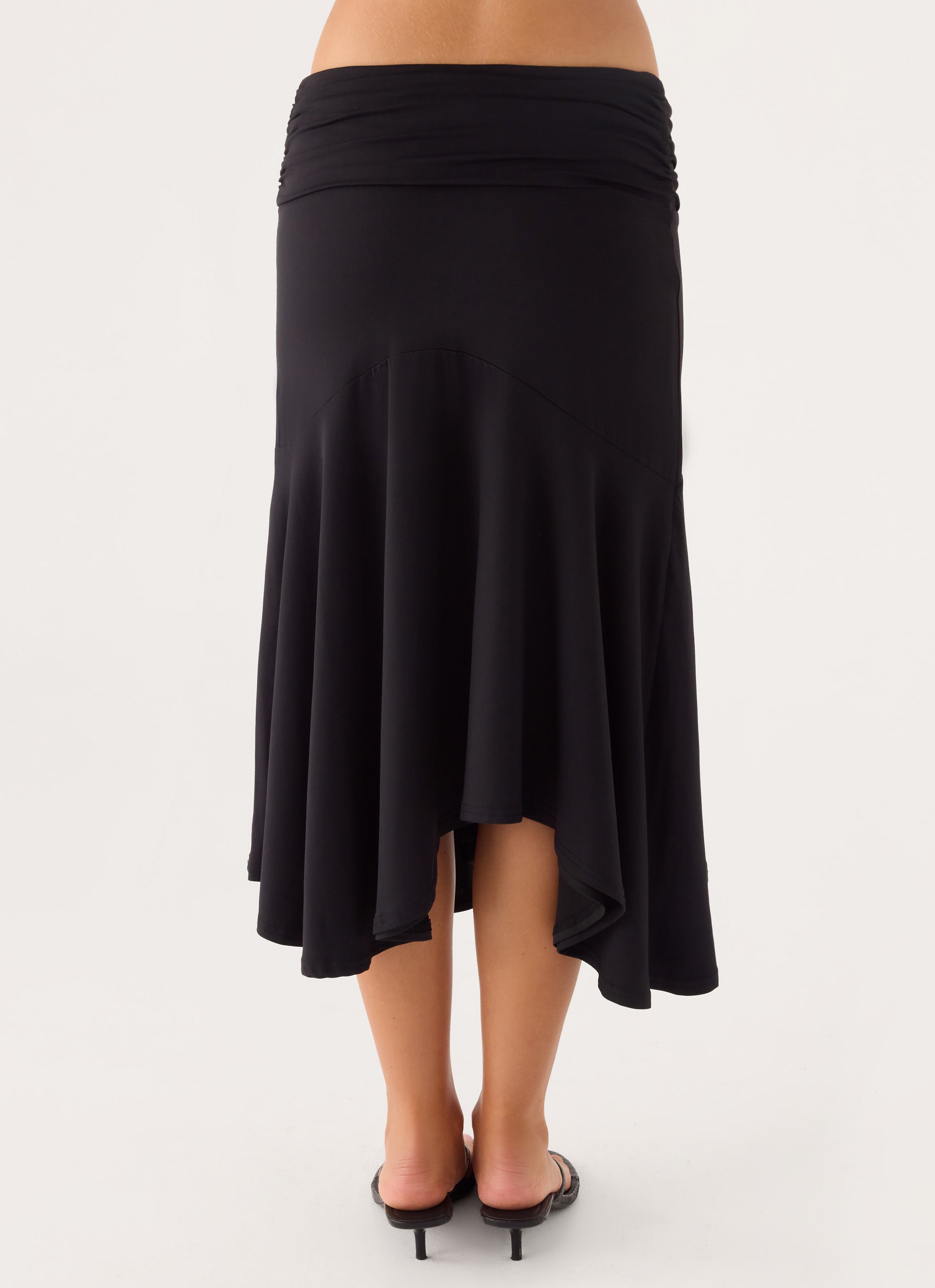 Maura Asymmetrical Midi Skirt - Black