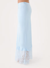 Merisso Lace Trim Maxi Skirt - Blue