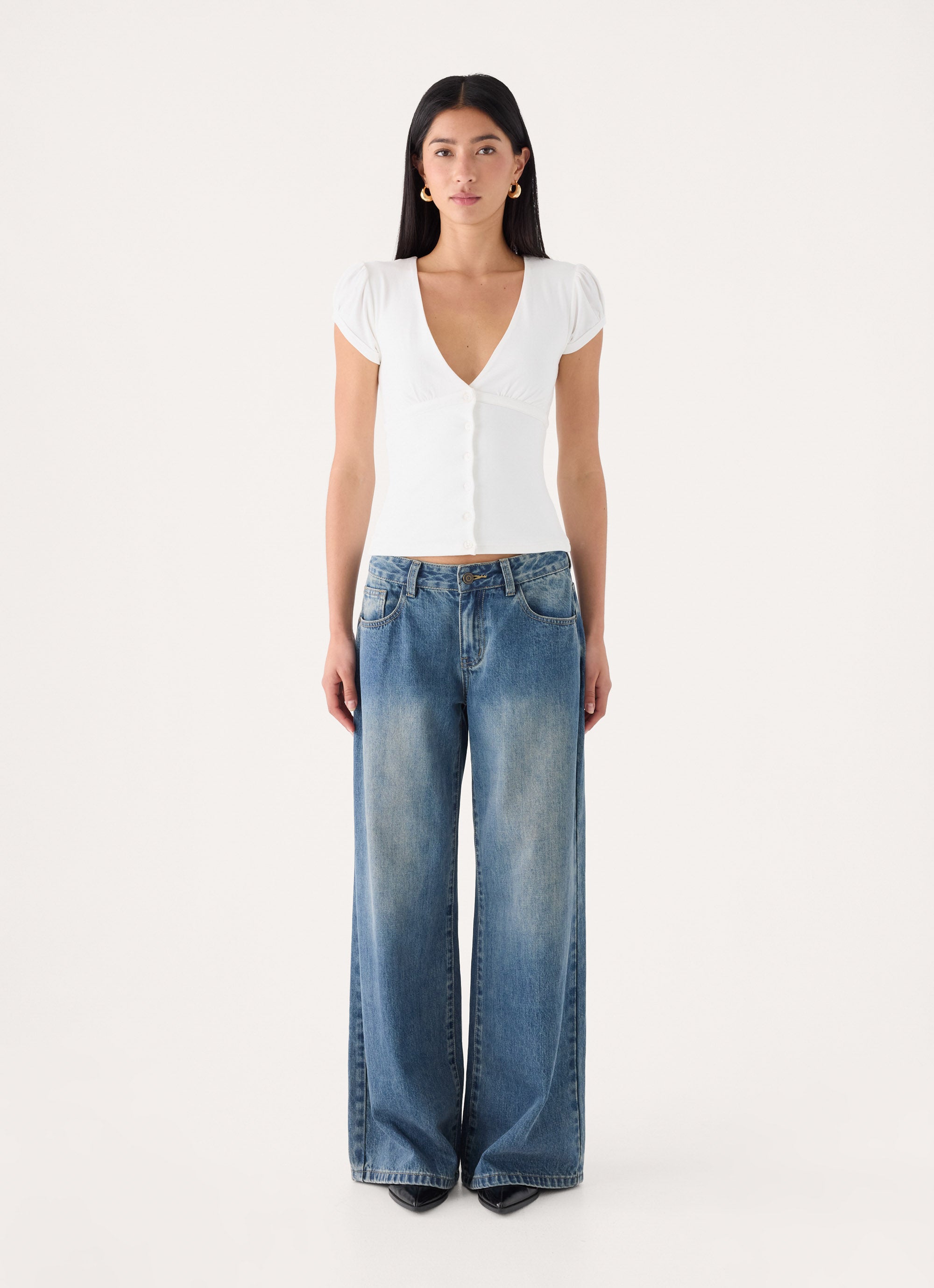 Panasi Button Up Top - White