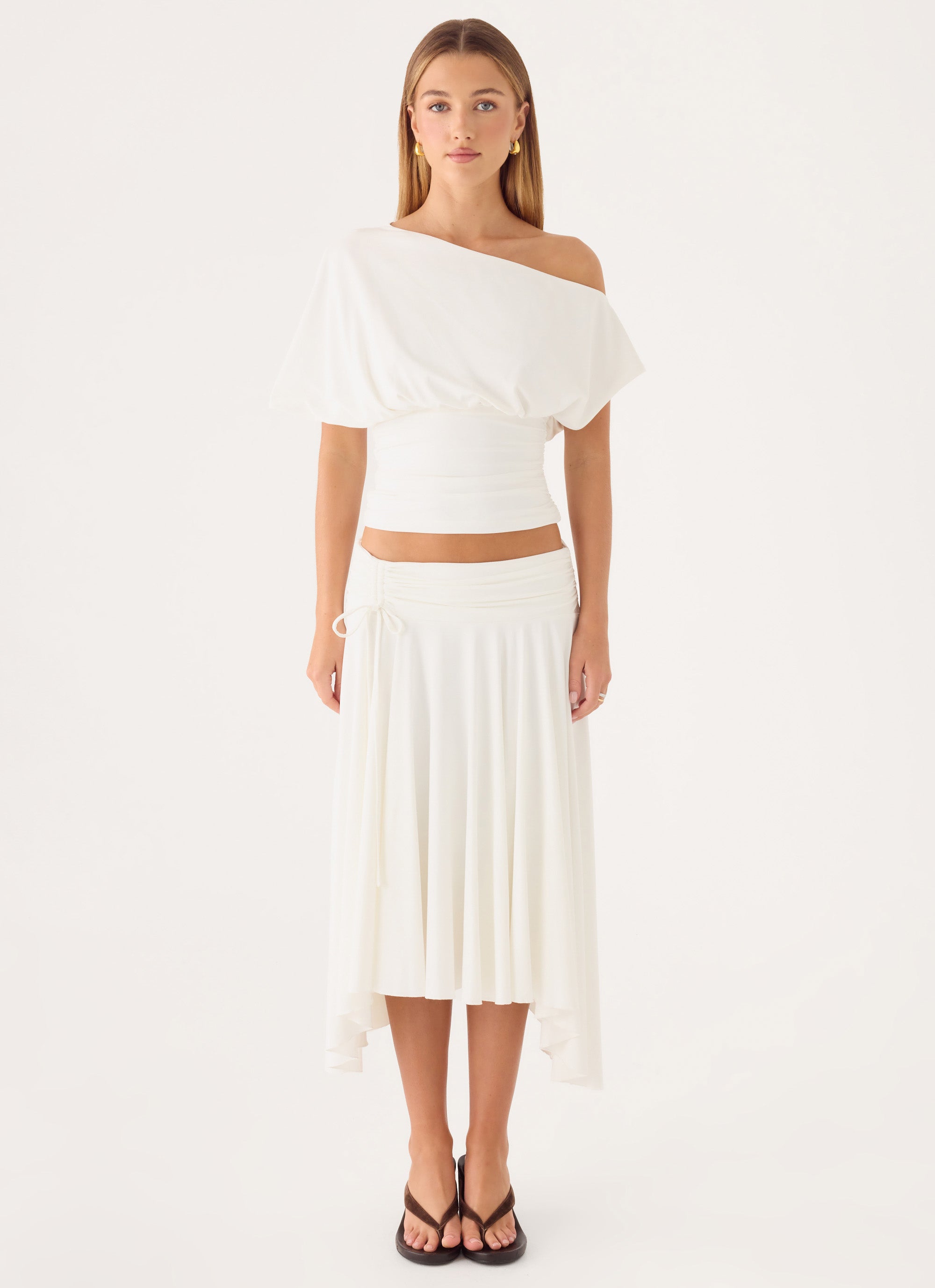 Perrie Asymmetrical Top - Cloud Dancer