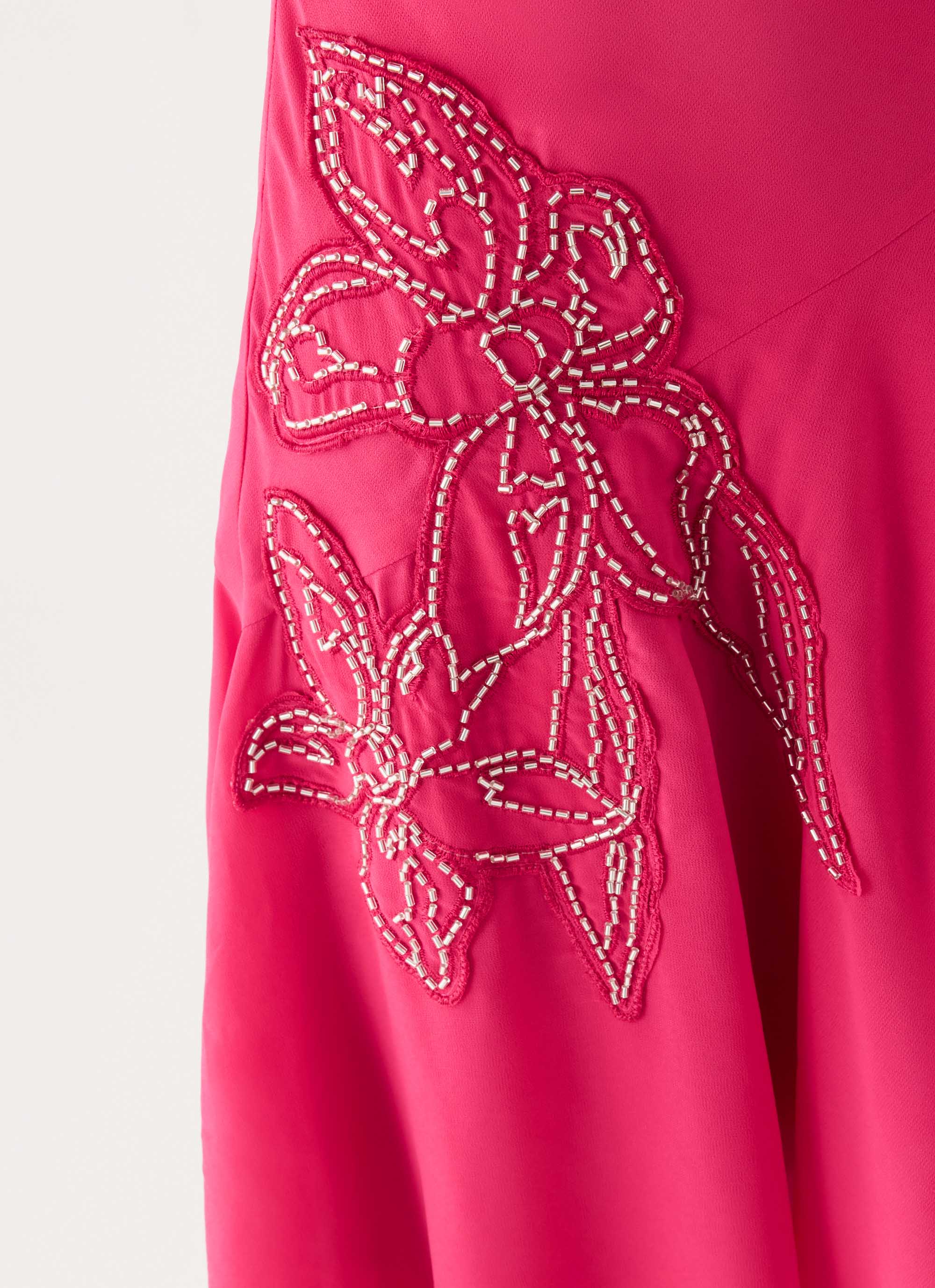 Pirama Beaded Midi Dress - Fuchsia
