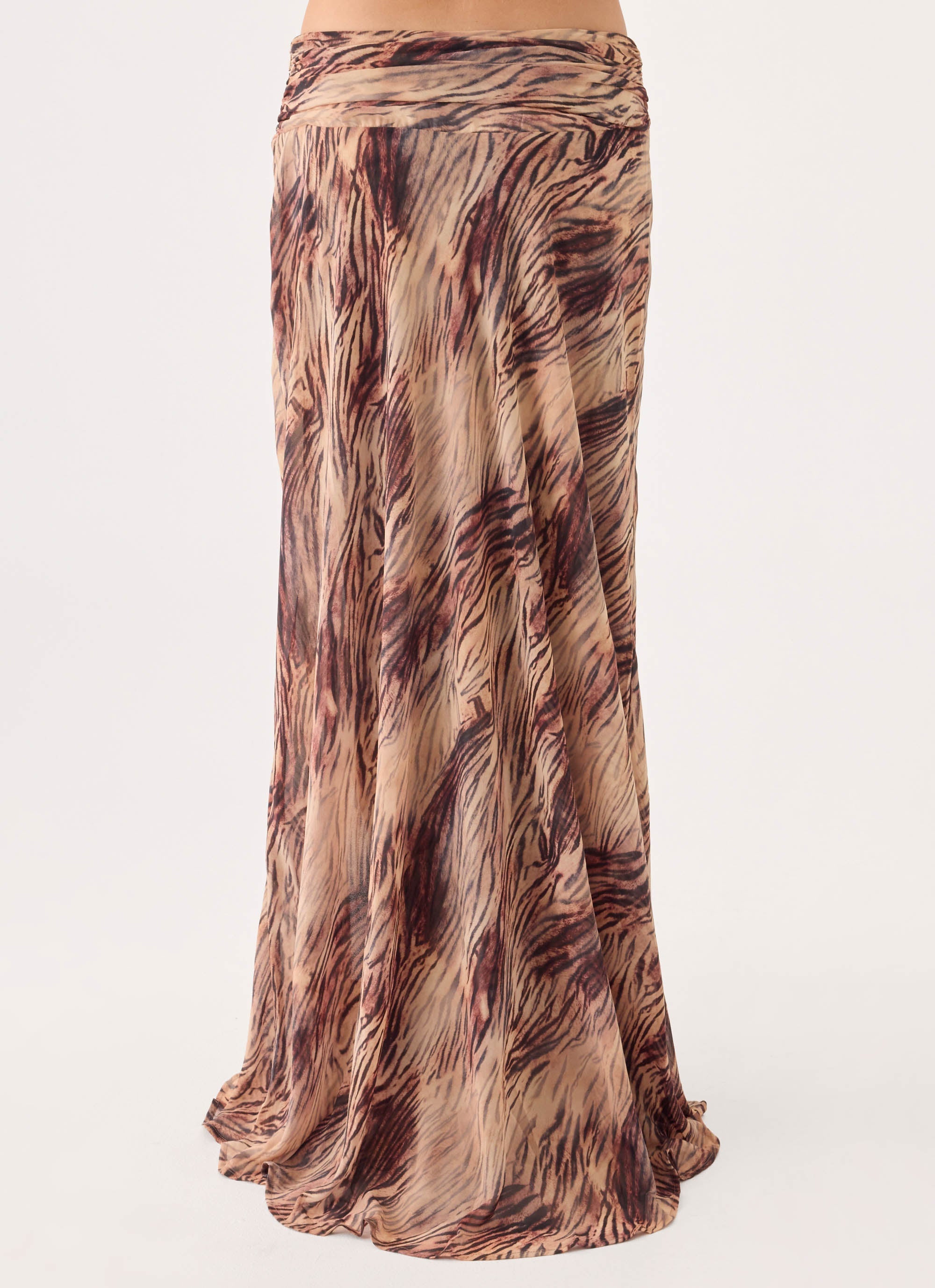 Renia Asymmetric Maxi Skirt - Golden Tiger