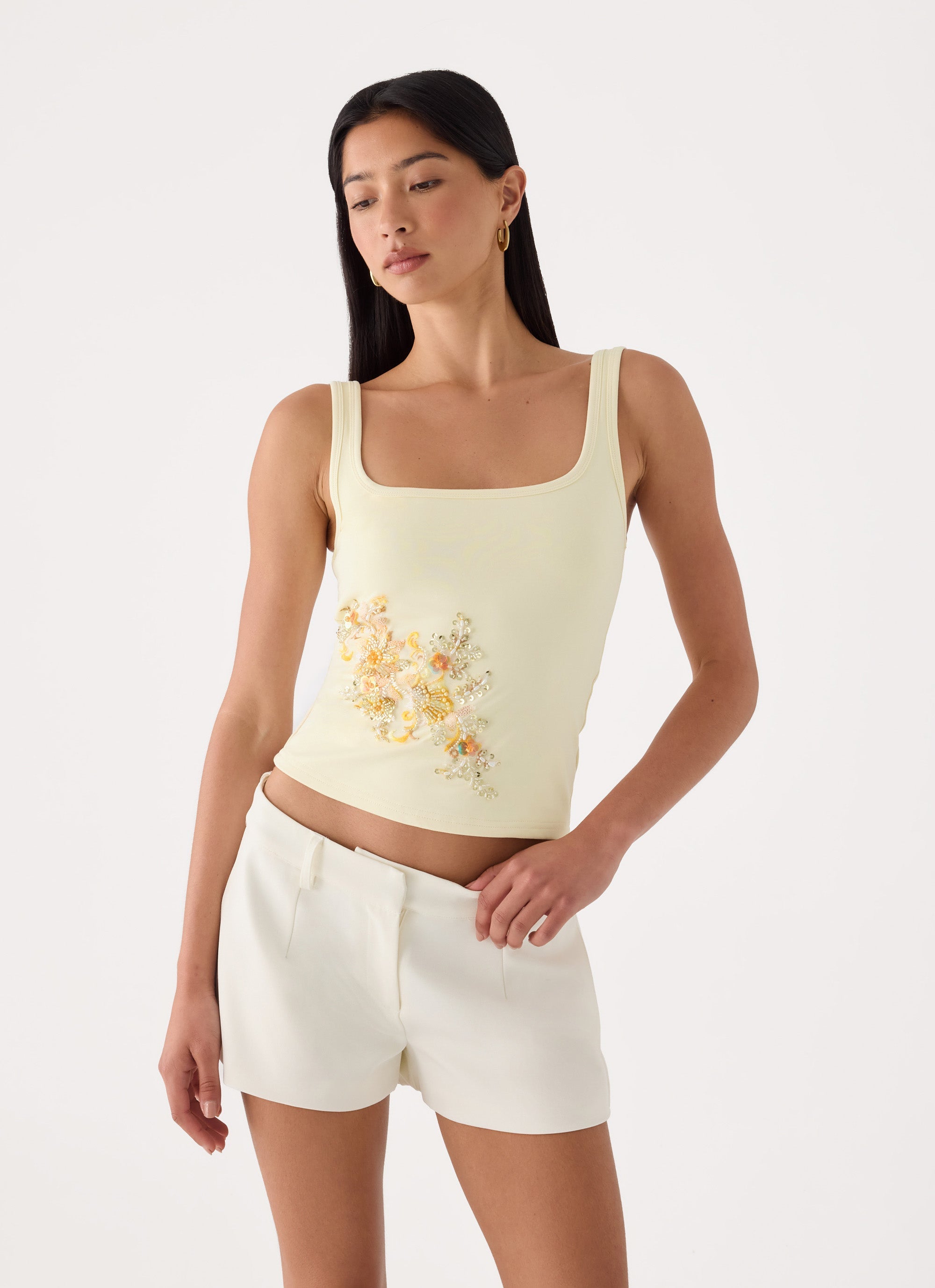 Rosamel Beaded Tank Top - Yellow