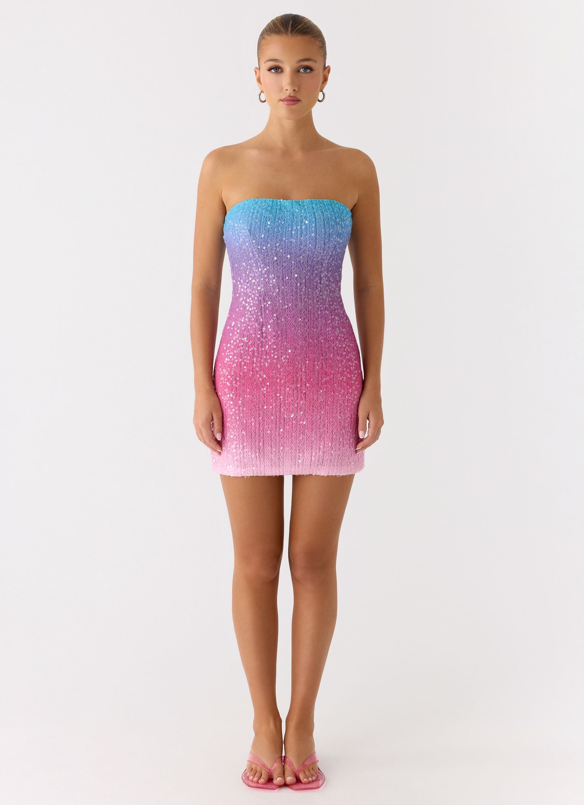 Step Closer Sequin Knit Mini Dress - Disco Ombre