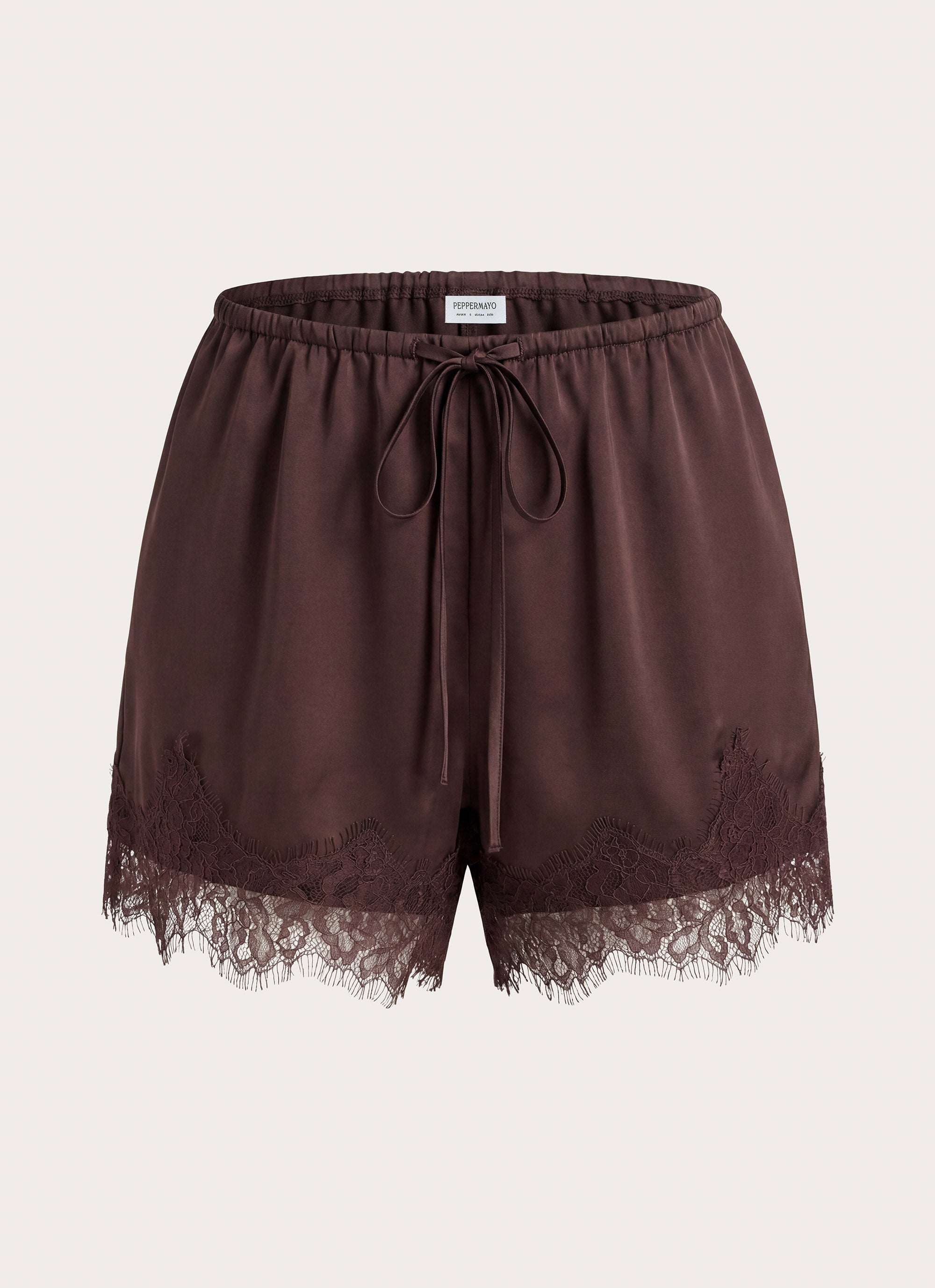 Tarina Lace Trim Mini Shorts - Chocolate