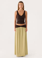 Zeraphine Gathered Maxi Skirt - Olive