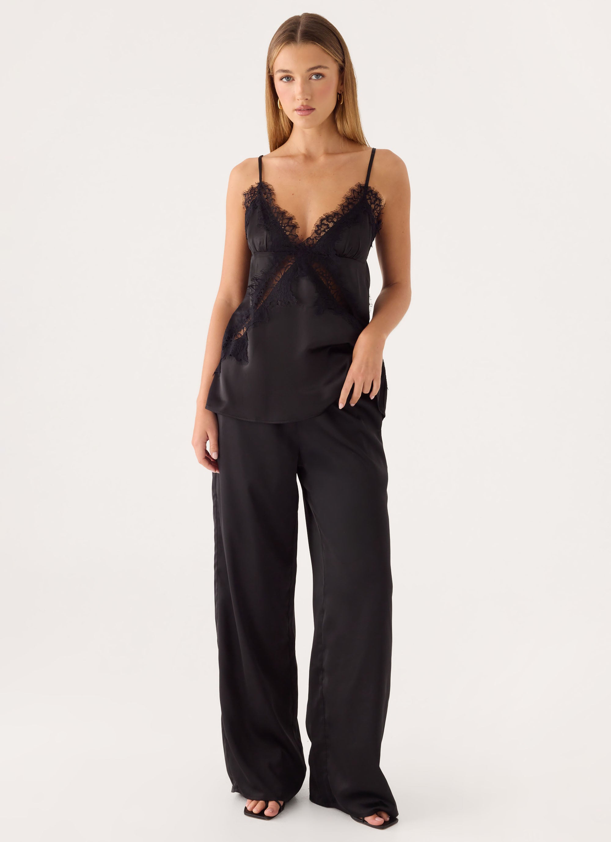 Zoeyy Satin Pant - Black